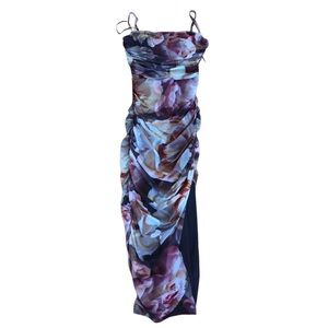 Express Water Color Floral Print Body Con Women's MIDI Tank Strappy Dress